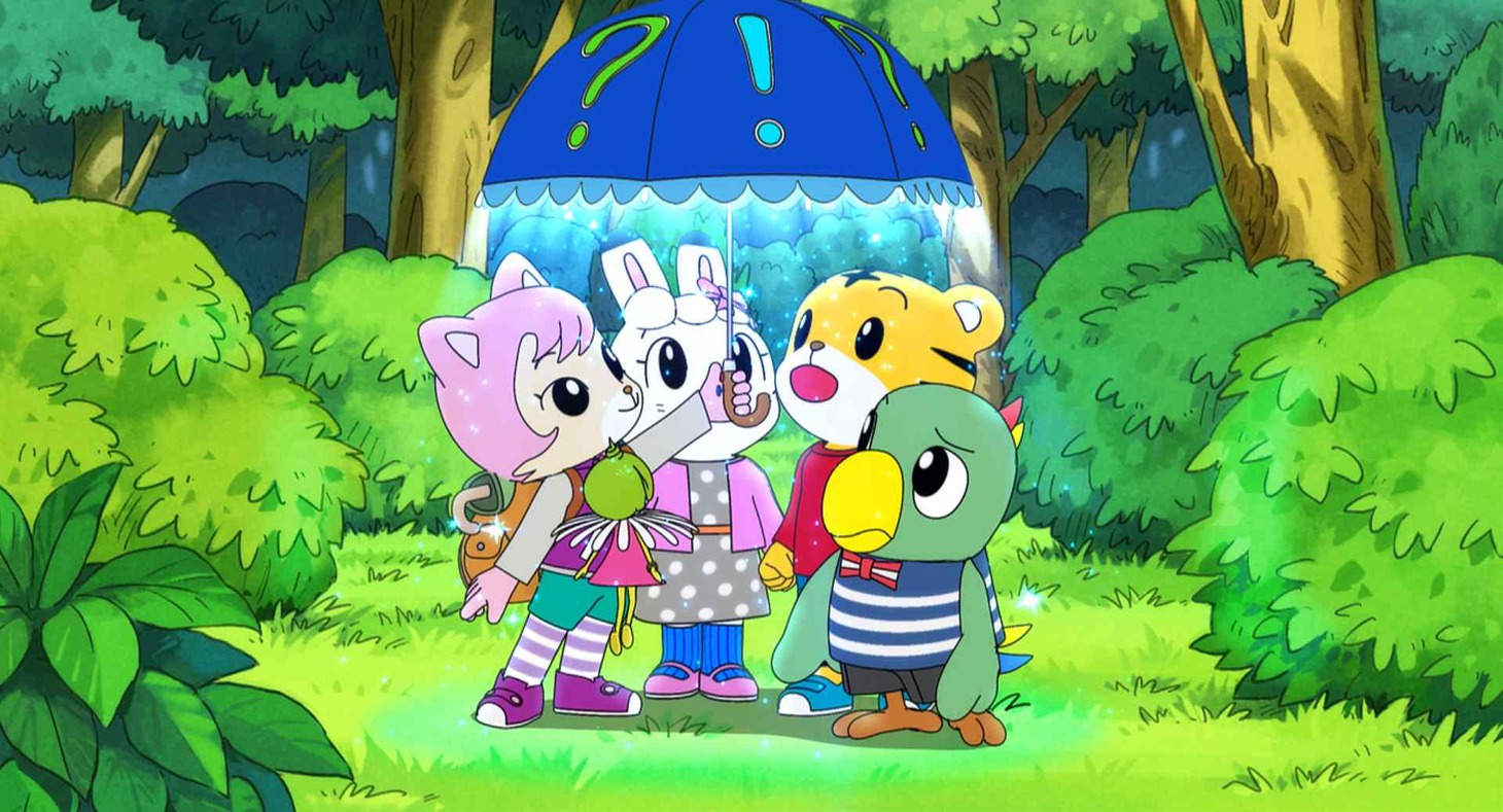 映画「劇場版しまじろうのわお！しまじろうとフフのだいぼうけん～すくえ！七色の花～」のワンシーン。