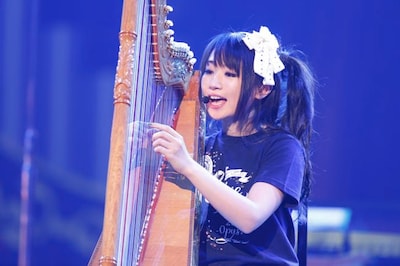 約2万7000人の観客と向かい合い、たった1人で歌と演奏を披露した水樹奈々（撮影：上飯坂一）。