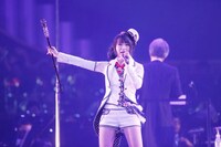 最新アルバム「ROCKBOUND NEIGHBORS」のオープニングナンバー「アヴァロンの王冠」では白いタキシード衣装にステッキを持って登場（撮影：上飯坂一）。