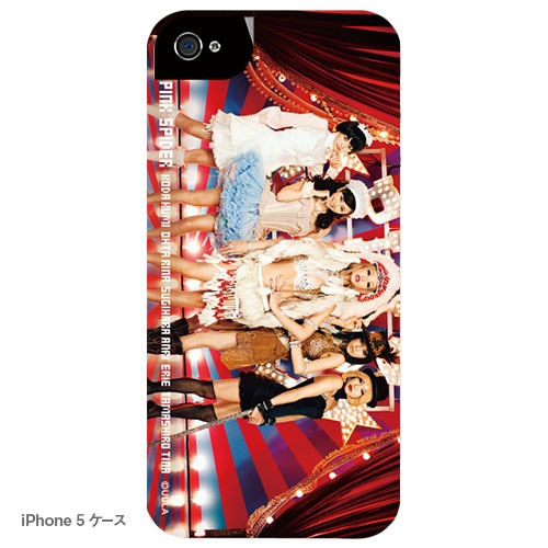 ピンク スパイダー iPhoneケースA 5人娘（倖田來未、太田莉菜、杉原杏璃、エリイ、玉城ティナ）iPhone5用。価格は3990円。