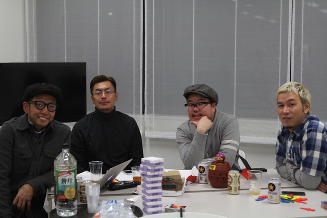 ファンクラブ会員限定Ustream配信を終えたPES、SU、RYO-Z、ILMARI（写真左から）。