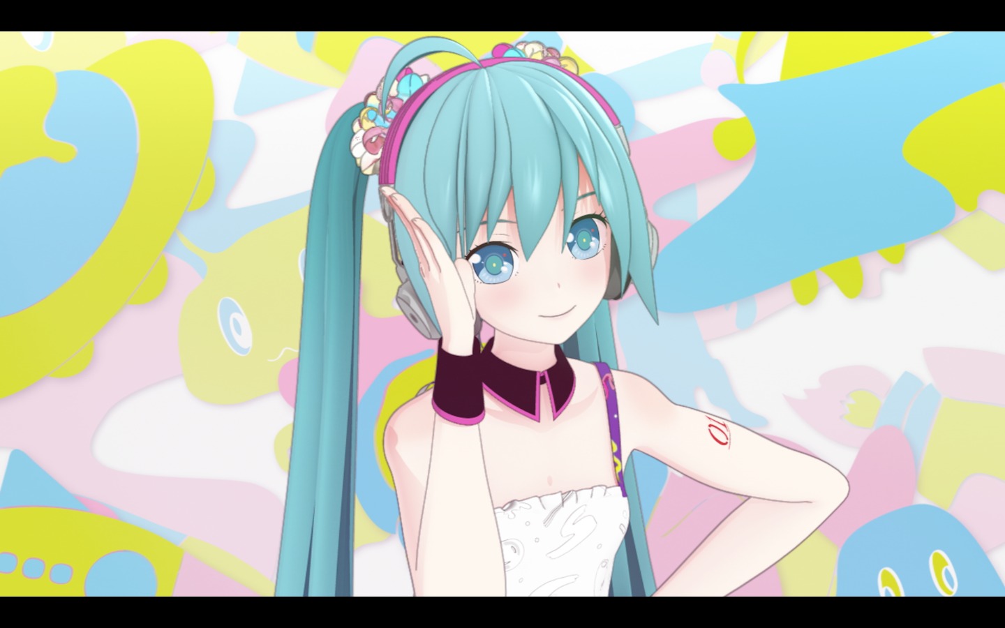 「Redial」ティーザー映像のワンシーン。(c)Crypton Future Media, INC. www.piapro.net / (c)2013 Takashi Murakami/Kaikai Kiki Co., Ltd. All Rights Reserved. / (c)2013 mebae/Kaikai Kiki Co., Ltd. All Rights Reserved. / (c)2013 galaxxxy/Joe International Co.,Ltd. All Rights Reserves.