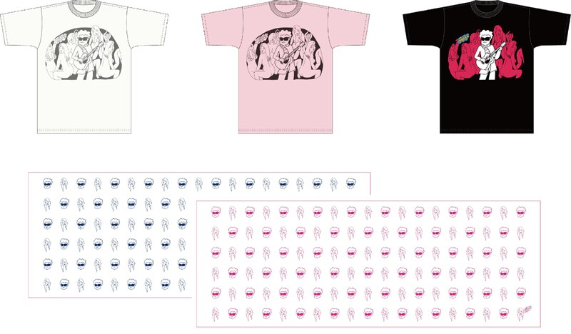 みうらじゅんがイラストを手がけた前野健太Tシャツと手ぬぐい。