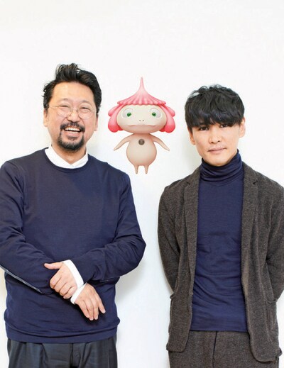 村上隆（写真左）とサカナクション山口一郎（右）。(c)Takashi Murakami/Kaikai Kiki Co., Ltd. All Rights Reserved.