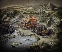 「アザレアの心臓」で描かれる仮想の街のイメージイラスト。