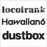 上からlocofrank、HAWAIIAN6、dustboxのバンドロゴ。
