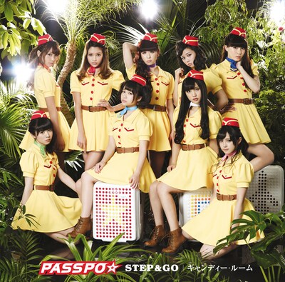 PASSPO☆「STEP&GO / キャンディー・ルーム」エコノミークラス盤ジャケット。