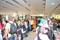 ナノのグッズ購入のため長蛇の列を作る海外のファン。