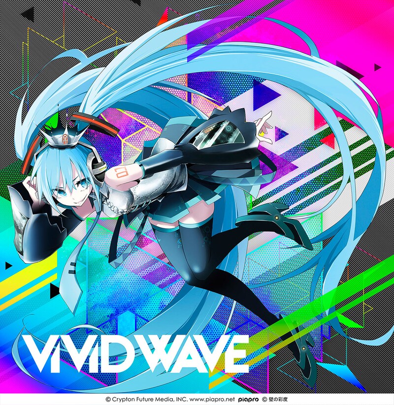 八王子P「ViViD WAVE」ジャケット(C)Crypton Future Media, INC. www.piapro.net / (C)INTERNET Co., Ltd. All rights reserved. / (C)1st PLACE株式会社 | IA PROJECT / (C)壁の彩度