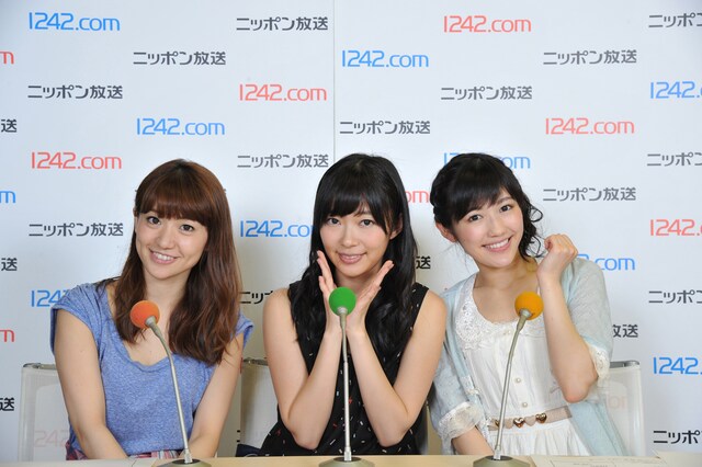 今夜の「AKB48のオールナイトニッポン」に出演する大島優子、指原莉乃、渡辺麻友（左から）。