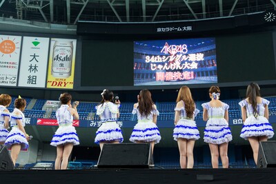 「AKB48 34thシングル選抜じゃんけん大会」開催がサプライズ発表されたときの様子。 (c)AKS
