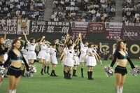 ハーフタイムでミニライブを披露する乃木坂46。