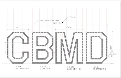 電飾看板の図面。引き取りたい人はこれを参考にしよう。