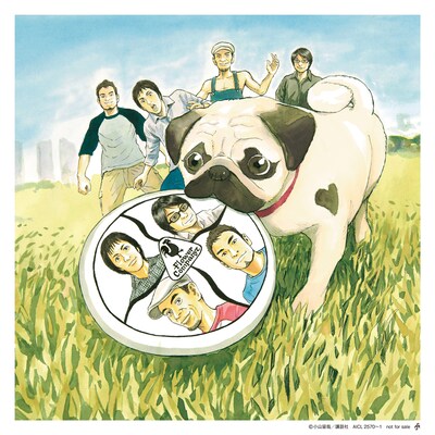 小山宙哉が描き下ろした、フラワーカンパニーズ「夜空の太陽」初回限定盤封入ステッカー。