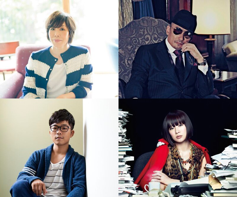 冨田ラボに参加する原由子（写真上段左）、横山剣（上段右）、さかいゆう（下段左）、椎名林檎（下段右）。