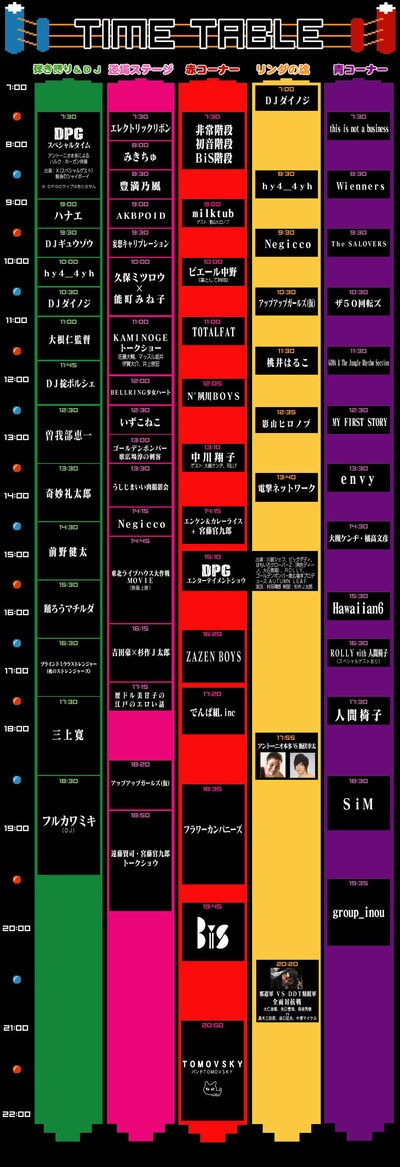 「AOMORI ROCK FESTIVAL '13～夏の魔物～」タイムテーブル