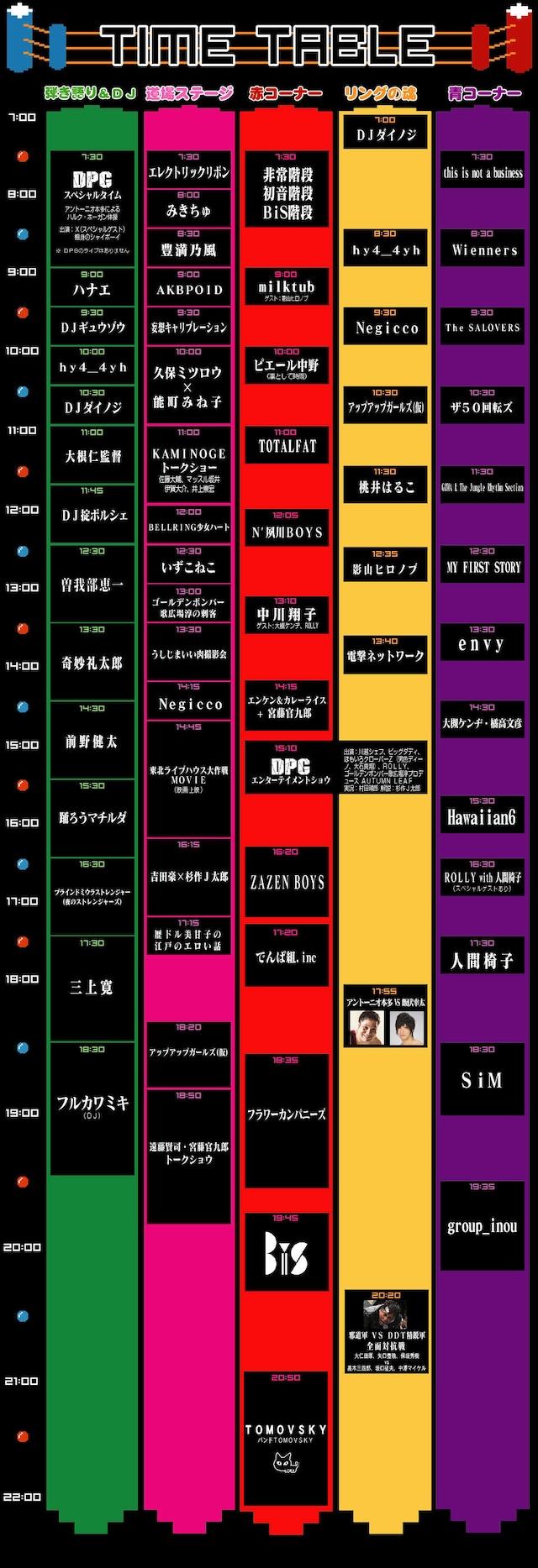 「AOMORI ROCK FESTIVAL '13～夏の魔物～」タイムテーブル