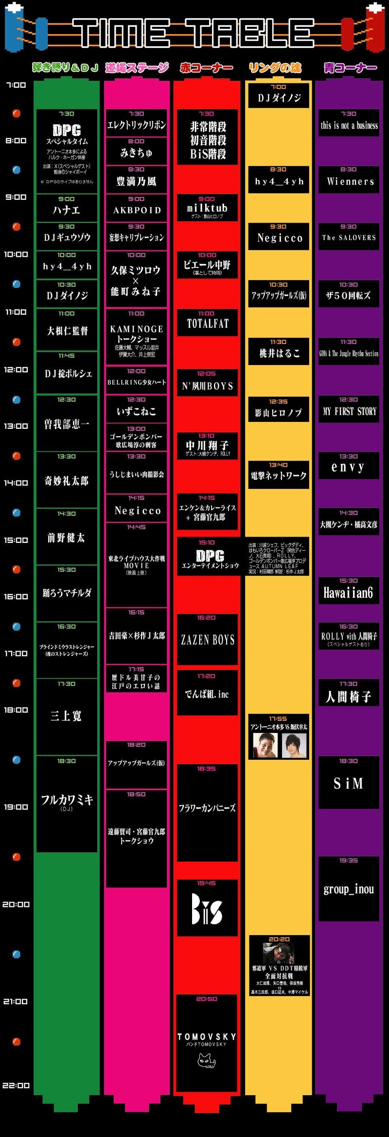 「AOMORI ROCK FESTIVAL '13～夏の魔物～」タイムテーブル