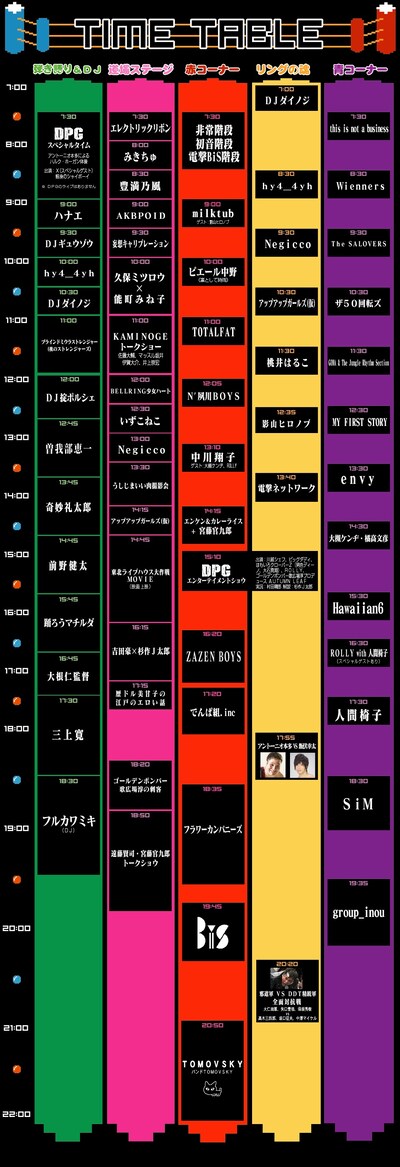 「AOMORI ROCK FESTIVAL '13～夏の魔物～」タイムテーブル