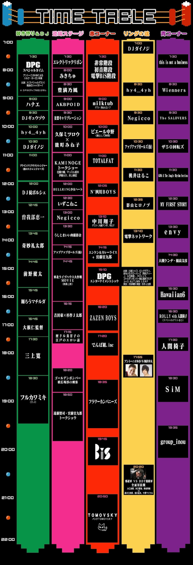 「AOMORI ROCK FESTIVAL '13～夏の魔物～」タイムテーブル