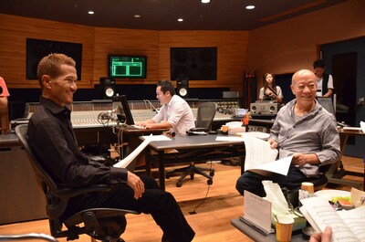 久石譲とATSUSHI（EXILE）のレコーディング風景。