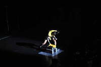 佐保明梨による瓦割り。