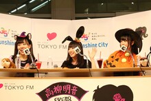 TFM「SKE48高柳明音の暗黙の了解」公開収録の様子。左から須田亜香里、松村香織、高柳明音。