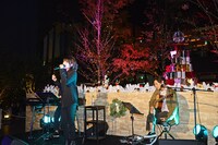 イルミネーションをバックに行われた家入レオのアコースティックライブの様子。