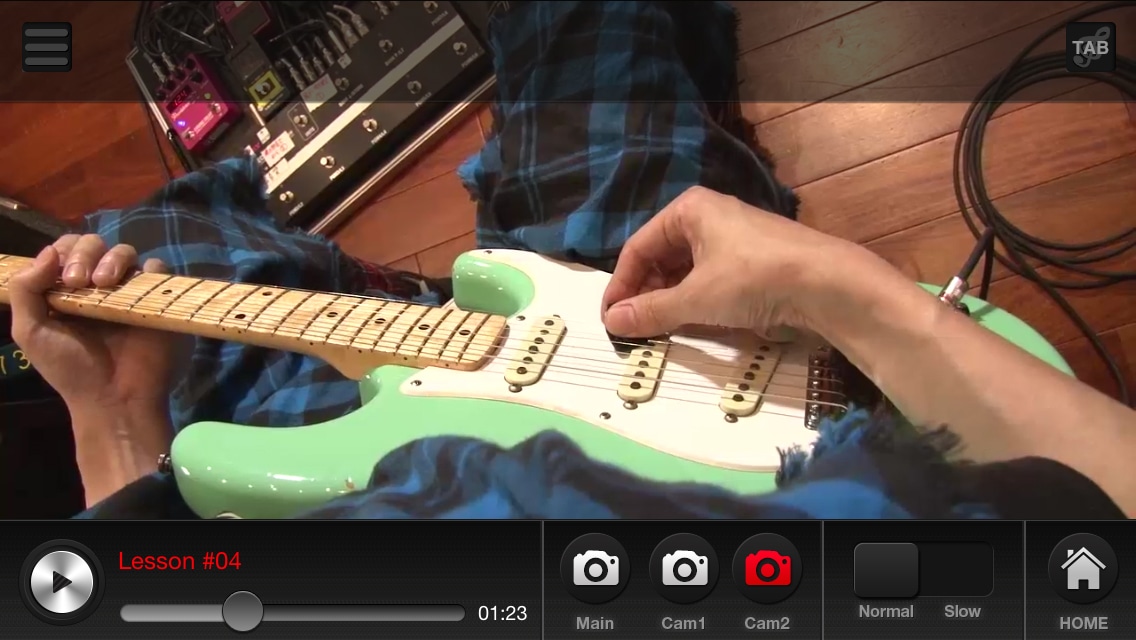 「TAKUYAが教えるギター・レッスン “Guitar de POP”」スクリーンショット Application (c)monsterdive, inc. All rights reserved.