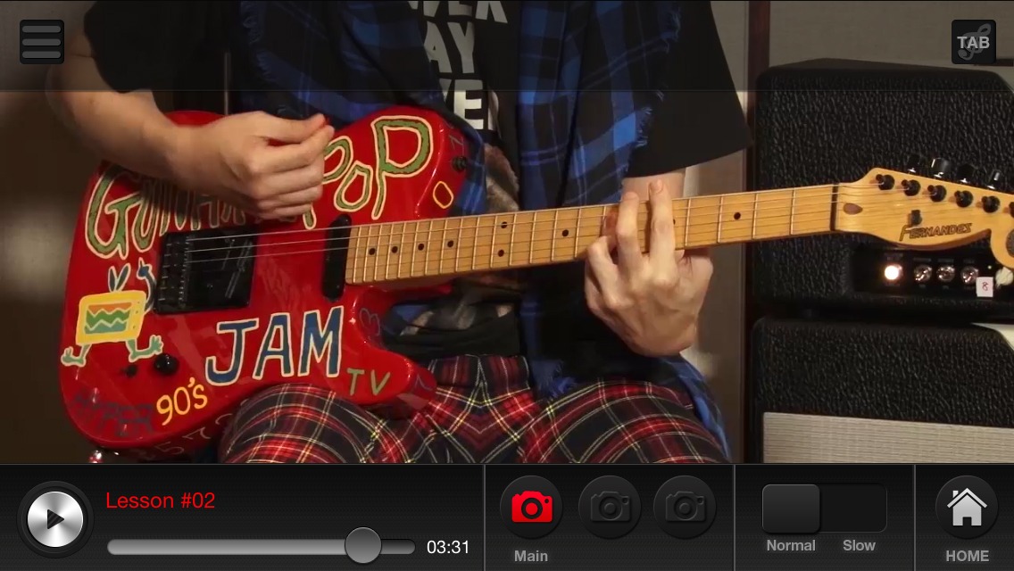 「TAKUYAが教えるギター・レッスン “Guitar de POP”」スクリーンショット Application (c)monsterdive, inc. All rights reserved.