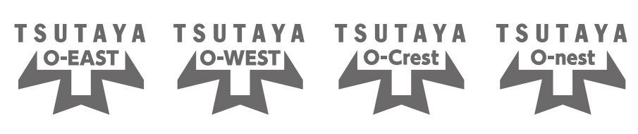 左からTSUTAYA O-EAST、TSUTAYA O-WEST、TSUTAYA O-Crest、TSUTAYA O-nestのロゴ。
