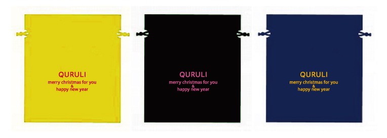 くるり「最後のメリークリスマス」店舗別特典のオリジナルラッピング巾着見本。