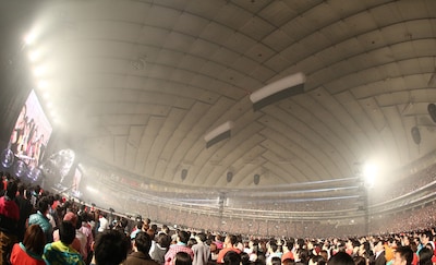 「Perfume 4th Tour in DOME『LEVEL3』supported by チョコラBB」東京ドーム公演の会場の模様。