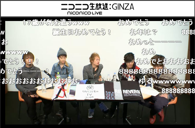 「UVER家のTV inニコニコ部屋2014」の様子。