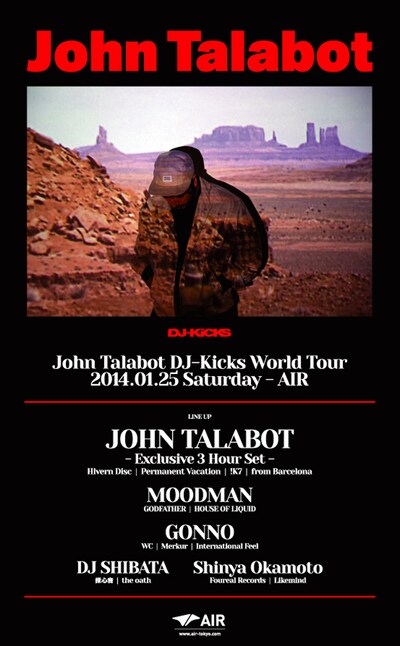 「JOHN TALABOT “DJ-Kicks” World Tour」告知ビジュアル