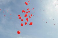 空に向けて放たれた赤い風船。
