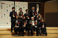 「第68回毎日映画コンクール」表彰式に参加した受賞者たち。