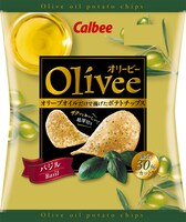 カルビー「50gポテトチップスオリービーバジル」