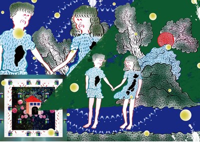 地球をモチーフに描かれたイラスト。