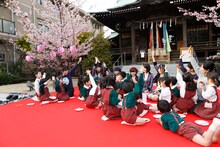 東京・さくら幼稚園でのHKT48「『桜、みんなで食べた』リリース記念イベント」の様子。(c)AKS