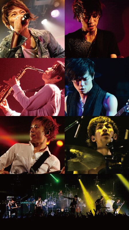 正式に6人編成となったUVERworld。誠果は左側上から2番目。