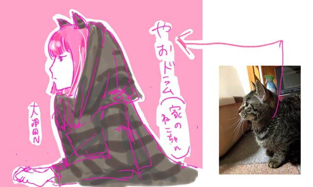 大胡田Nによるネコイラスト見本。