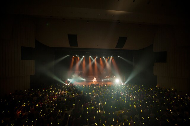 中島愛「Megumi Nakajima FINAL LIVE 『Thank You』」の様子。一面黄色いサイリウムで埋め尽くされた日本青年館。