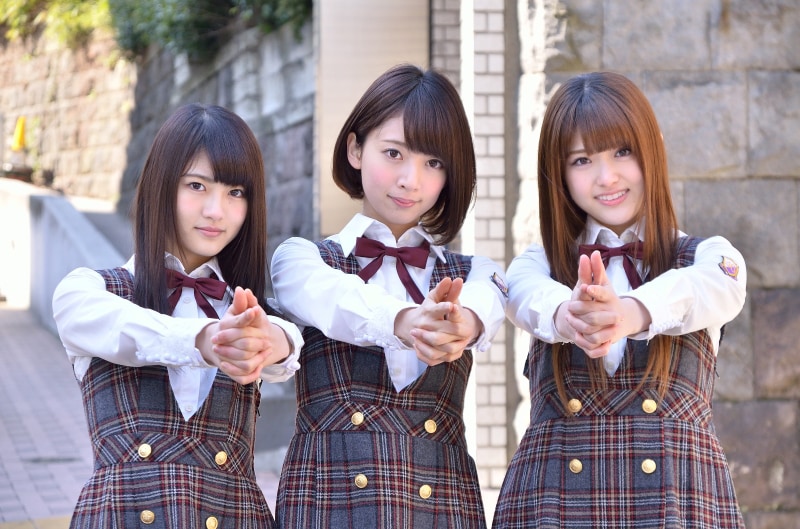 「みゅ～じキュン」番組MCの若月佑美、橋本奈々未、松村沙友理（左から）。