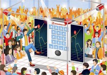 武藤彩未とグリコ「セブンティーンアイス」のコラボ自動販売機イメージ。