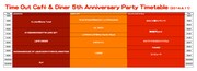 「Time Out Cafe & Diner 5th Anniversary Party」タイムテーブル