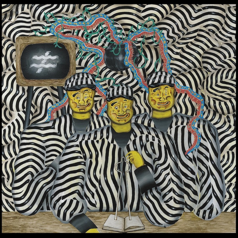 Triune Gods「≠three cornered world」ジャケット。アートワークは前作に引き続いてニューヨーク在住の画家HIRO KURATAが担当している。