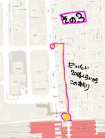 中野でのパフォーマンス場所と時間を記した地図。