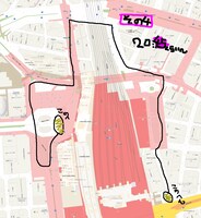 新宿でのパフォーマンス場所と時間を記した地図。