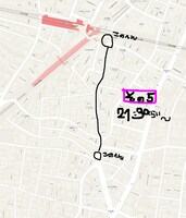 下北沢でのパフォーマンス場所と時間を記した地図。